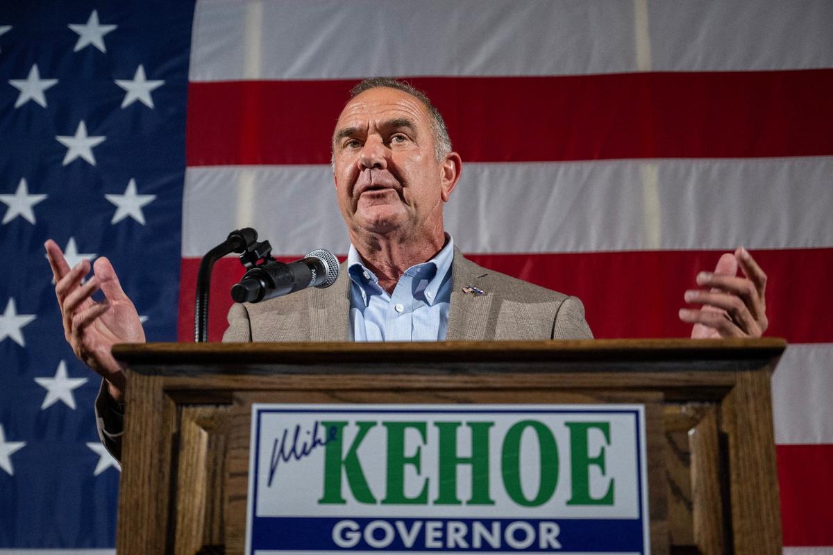 Missouri Lt. Gov. Mike Kehoe speaks to supporters Tuesday, Aug. 6, 2024, in Jefferson City following his primary election win to represent the Republican party in the race for governor.