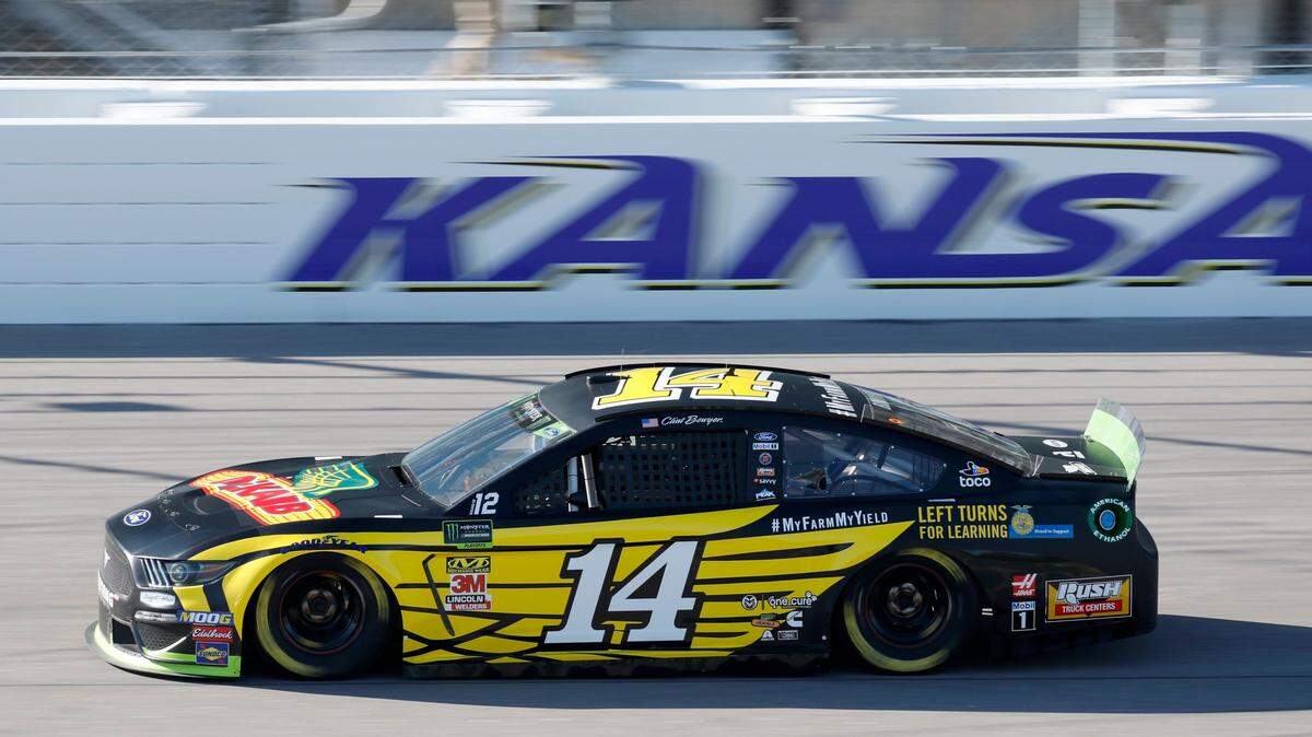 Clint Bowyer (14) takes a lap during practice for a NASCAR Cup Series auto race at Kansas Speedway in Kansas City, Kan., Friday, Oct. 18, 2019. (AP Photo/Colin E. Braley)