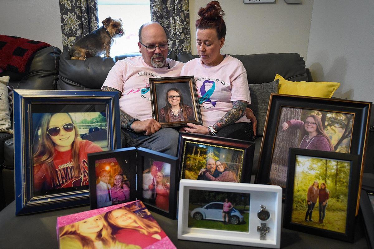 Ralph and Angie Garrigus of Warsaw, Missouri, talk about their daughter, Riley Garrigus, 16, who had been relentlessly bullied in school and took her life with her father’s gun at their home in Sedalia, Missouri in April 2017.