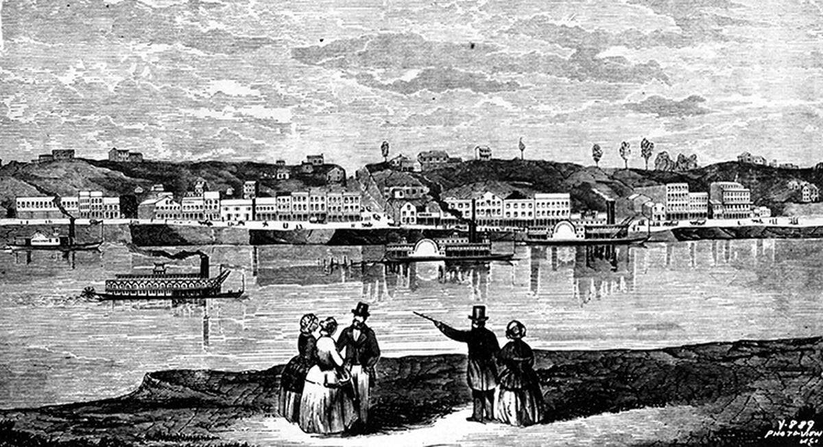 The Kansas City riverfront in 1855.