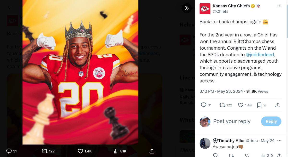 Around the Kansas City Chiefs’ training complex, safety Justin Reid is known for more than hard hits on the football field.