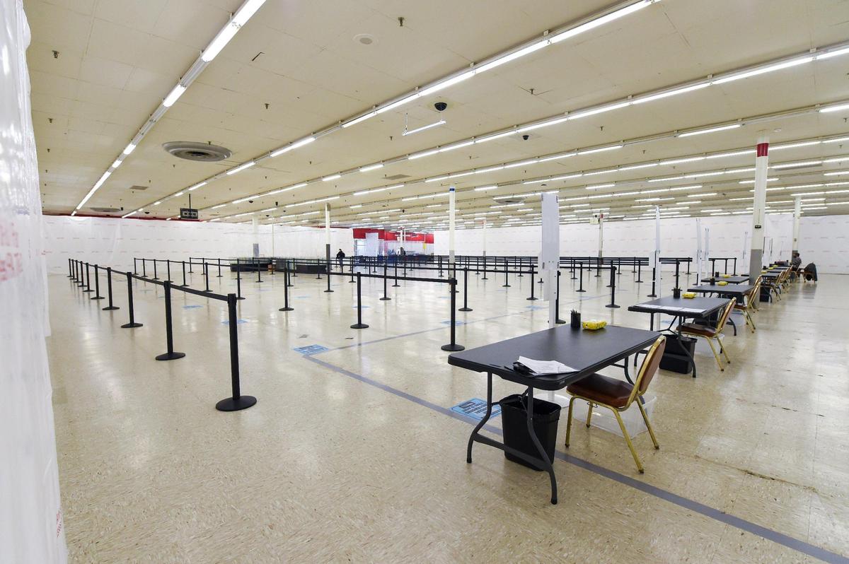 The Unified Government Public Health Department prepares to open a COVID-19 Vaccination Facility on Wednesday in Kansas City, Kansas. The vaccination center, located in a former K-Mart store, will begin giving prioritized vaccinations on Wednesday.