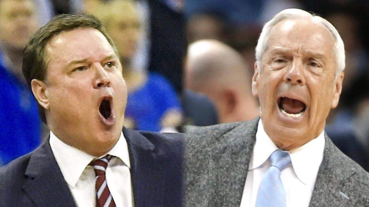 After 15 years each at the University of Kansas, who has the edge -- Bill Self, left, or Roy Williams? The rest of the narrative will be filled out this weekend and, possibly, on Monday.
