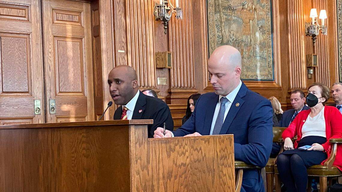 A proposal from Parkville state Sen. Tony Luetkemeyer, right, could divert your money from crucial city services.