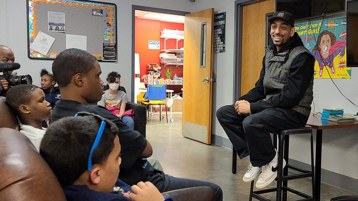 Morgan Cooper gave advice to young people at the Thornberry unit of the Boys & Girls Club Wednesday.