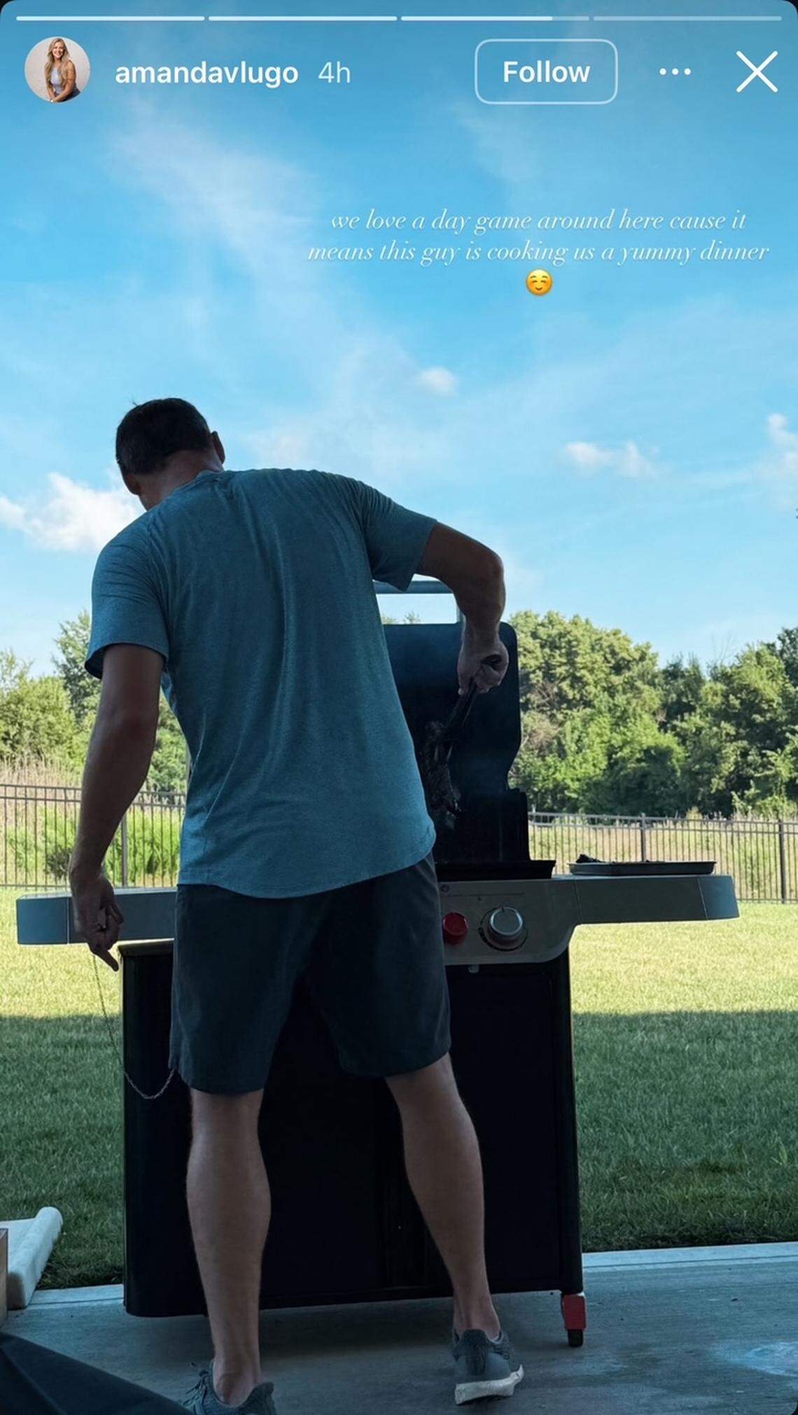 Seth Lugo grilled for his family as his new deal with the Royals was finalized.
