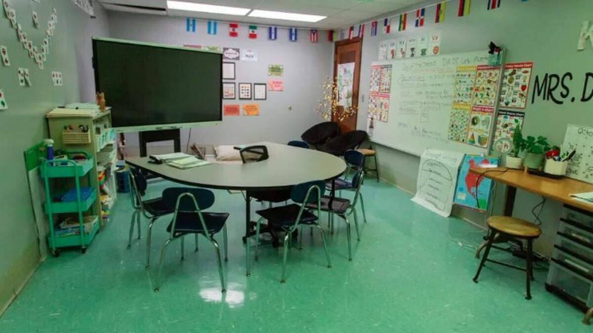 Small rooms such as offices and storage closets have become spaces for learning in Fairmount Elementary School as high enrollment stretches the building’s capacity. This room was previously a storage closet.