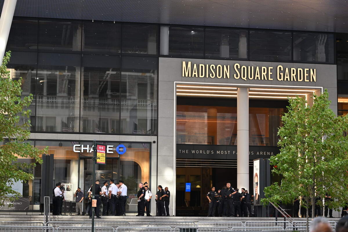 Police stand on guard outside Madison Square Garden on July 3, 2026 in New York City.