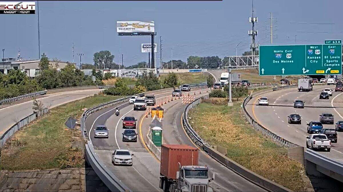 A motorcyclist is seen riding in traffic along southbound Interstate 435 at Raytown Road near the Truman Sports Complex in Kansas City, according to this image captured from Kansas City Scout traffic cameras. Last year was the deadliest year for motorcyclists on Kansas City’s streets and highways, with 18 motorcyclists dying in crashes.