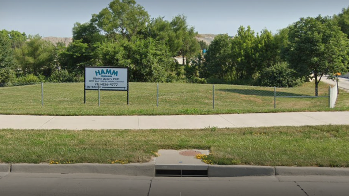 A Google Maps image shows a sign for Hamm Companies, which owns a quarry near a small neighborhood in southwest Olathe, residents of which are suing both the company and the city to fight the expansion of the quarry.