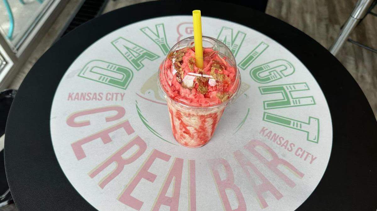 The most popular order at Day & Night Cereal Bar? The Strawberry Shortcake with strawberry milkshake Frosted Flakes and Special K Fruit & Yogurt cereals, topped with whipped cream and strawberry drizzle.