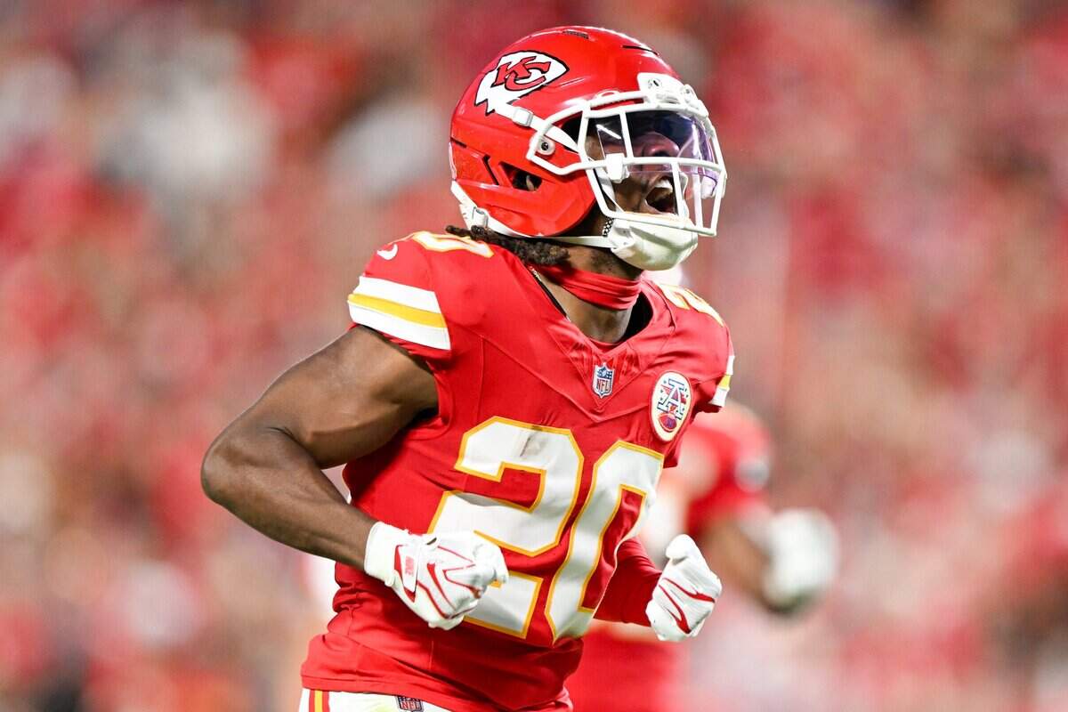 Kansas City Chiefs cornerback Nohl Williams (20) in the Kansas City Chiefs vs. Denver Broncos NFL season opener at Arrowhead Stadium in Kansas City on Sept. 14, 2026.