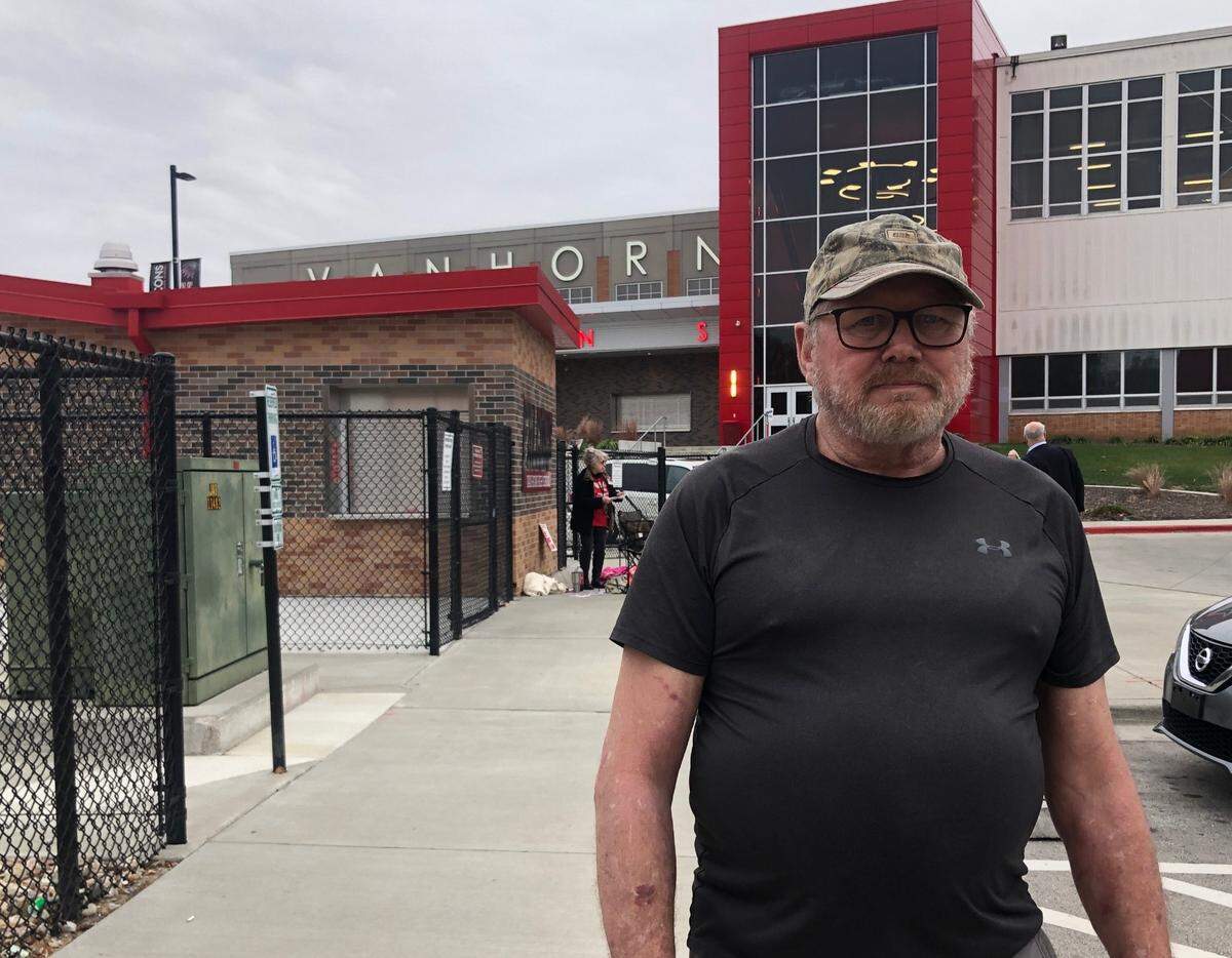 Navy veteran David Jacks, 68, voted Tuesday at Van Horn High School in Independence. 