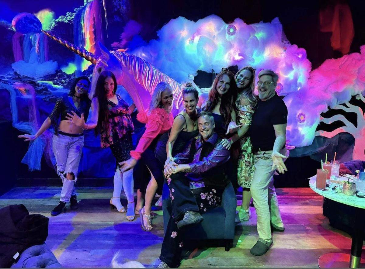Vibe in Overland Park’s Rosana Square features a Lisa Frank display with neon, unicorns and more.