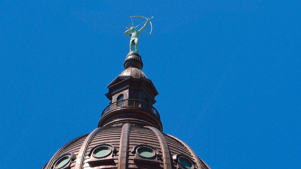 Kansas State Capitol Building Dome and Statue in Topeka