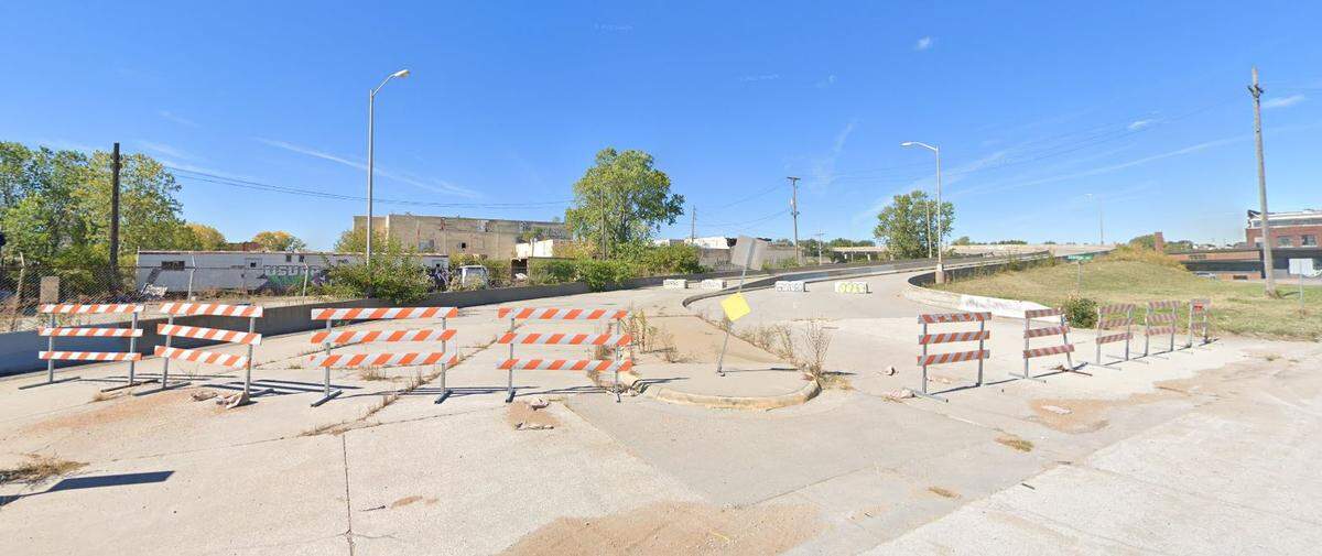 The Central Avenue Bridge, which connects James Street to the downtown region of Kansas City, Kansas, can be seen in this 2022 Google Street View image.
