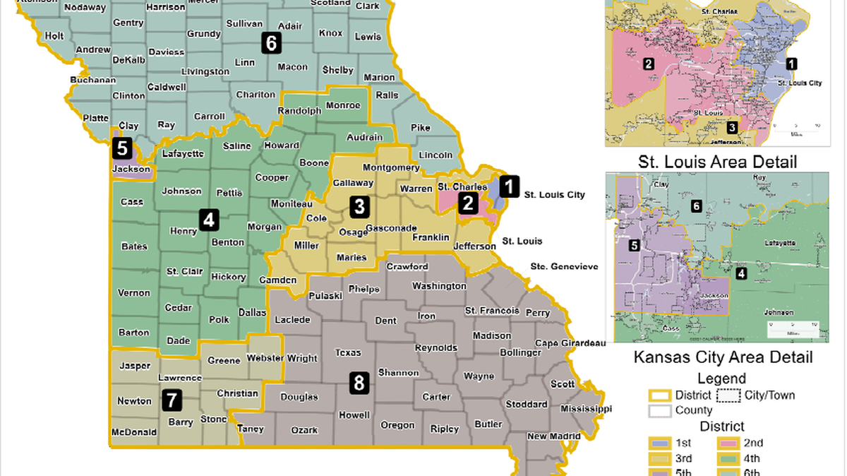 A congressional map backed by Missouri Republican legislative leaders. The map would likely extend the current partisan division in the state of six Republican and two Democratic U.S. representatives.