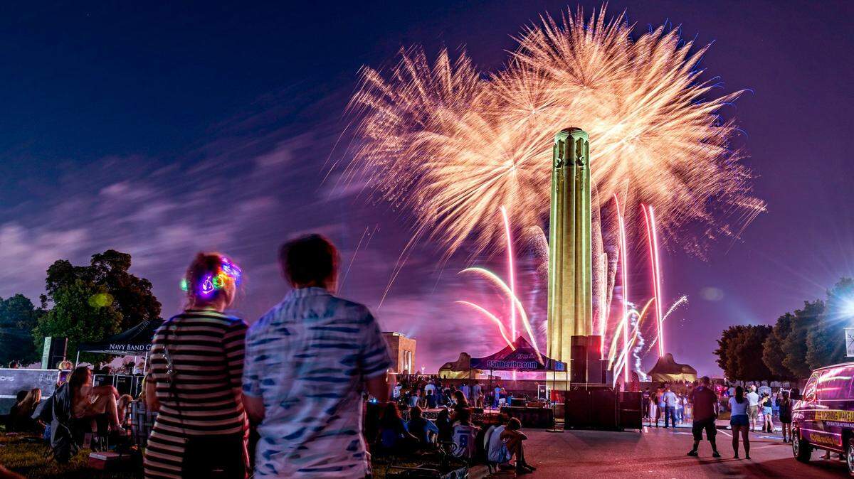 Crowds gathered to watch the Stars and Stripes Picnic in 2021 on the grounds of the National WWI Museum and Memorial.
