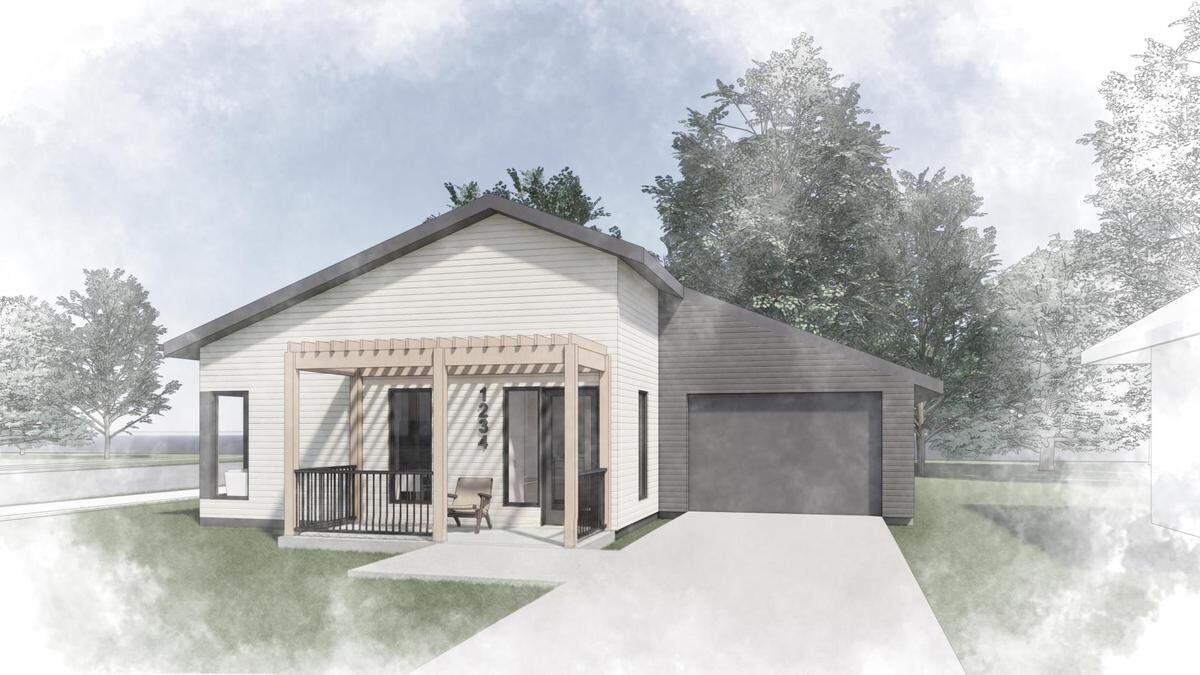 A rendering of a pre-approved courtyard cottage design in Kansas City.