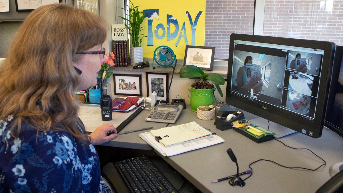 At Overland Trail Elementary School in Overland Park, school staff can see guests’ government-issued ID before they are allowed through the doors.
