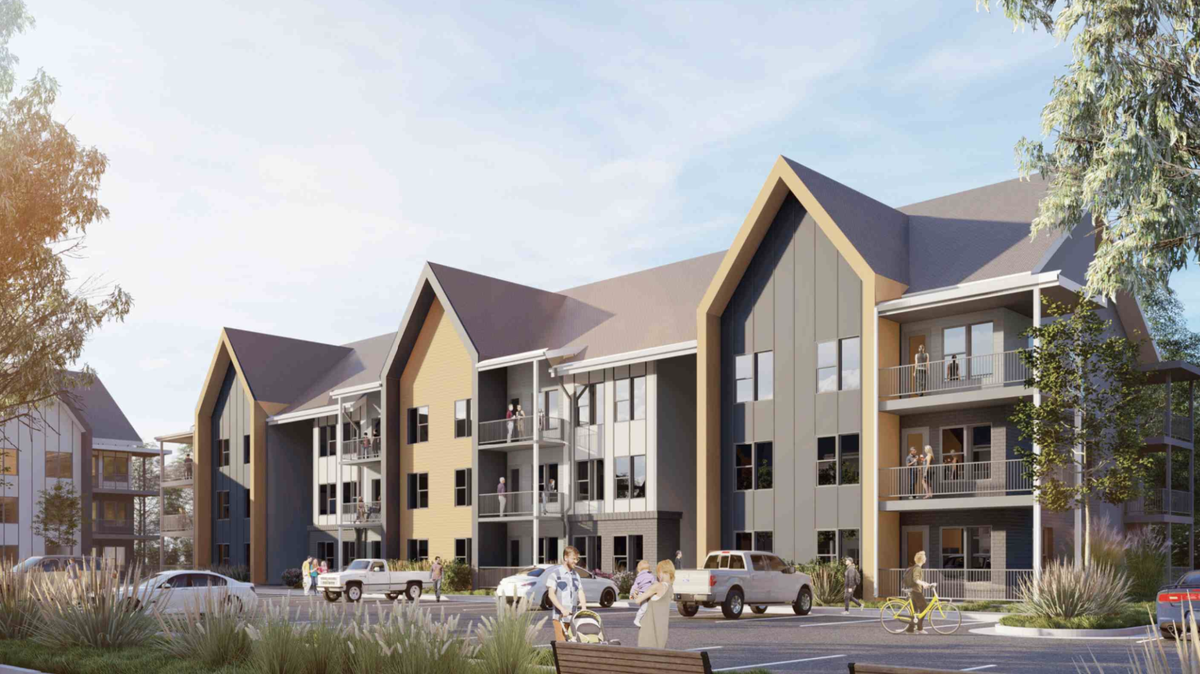 A rendering shows plans for the Commons of Belton, a large affordable housing development blocked by Belton City Council earlier this year.
