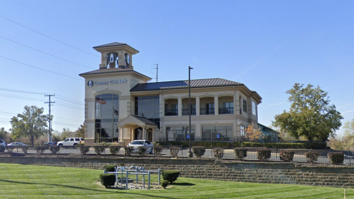 The Kansas City, Kansas Police Department and the Federal Bureau of Investigation are searching for a man they say robbed a Wyandotte County bank at gunpoint on June 17, 2026. This Google Maps Street View image of the area is from November 2023.