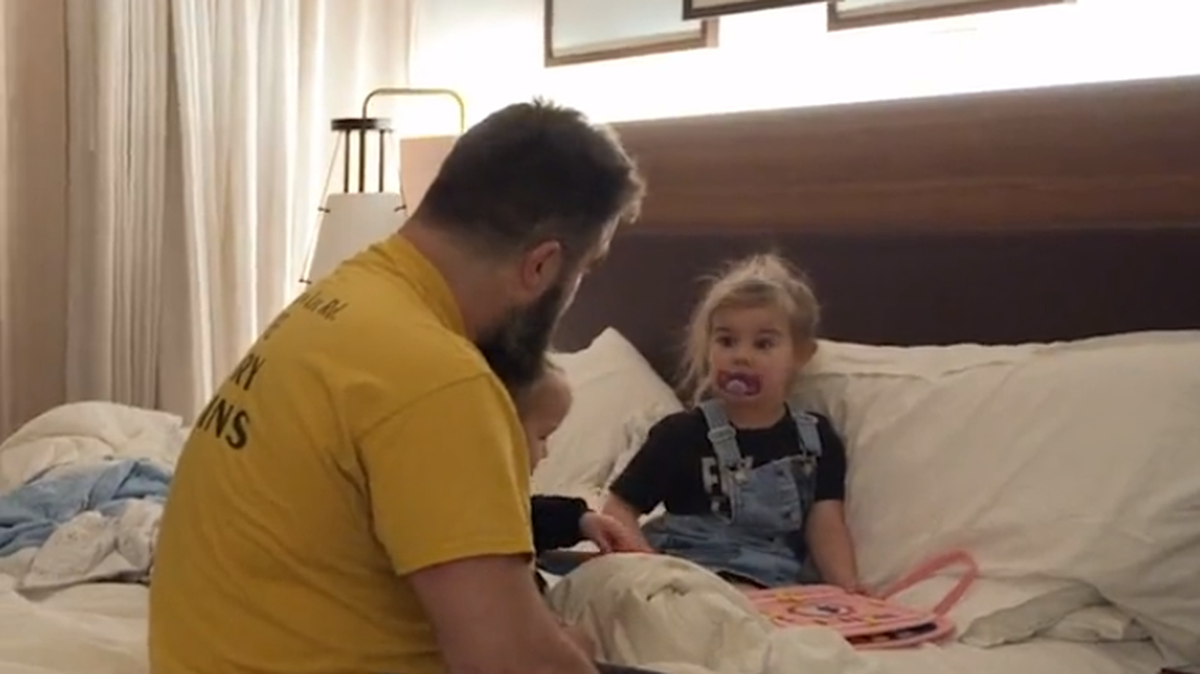 Jason Kelce told his daughter it was OK that Uncle Travis won the Super Bowl.