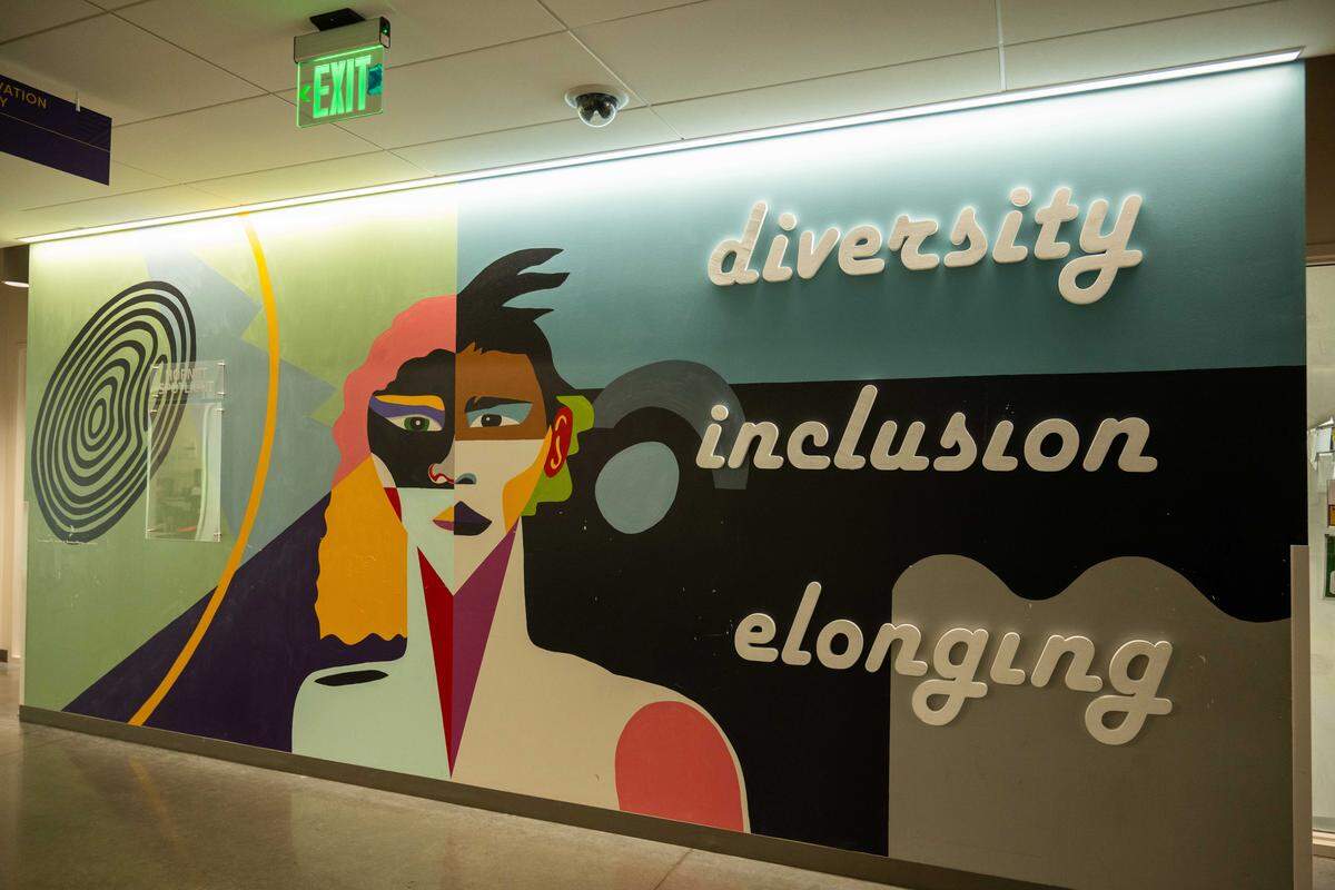 A mural celebrating diversity at North Kansas City High School on Wednesday, March 25, 2026, in North Kansas City. “Northtown” is celebrating 100 years of service to the community this year.