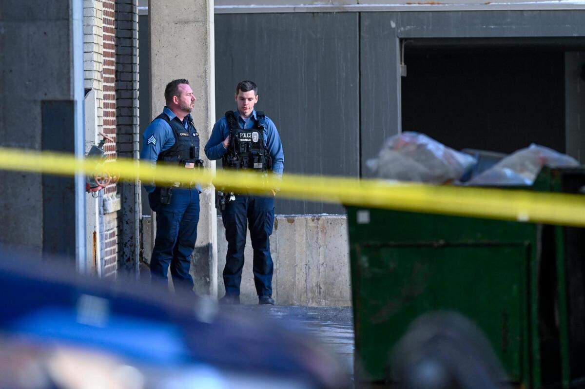 Kansas City police officers were on scene in an alley near 10th Street and Grand Boulevard where the body of child believed to be under 12-year-old was found dead on Monday, Nov. 27, 2023, in downtown Kansas City. The police are investigating the incident as a suspicious death.