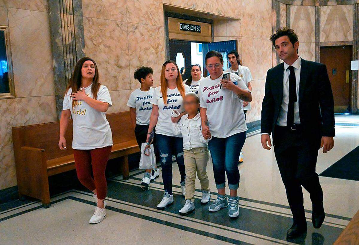 The family of Ariel Young leave the Jackson County Courthouse after Britt Reid was sentenced to three years in prison for driving while intoxicated and causing a 2021 crash that severely injured a 5-year-old Ariel, in Kansas City, Missouri. (Photo by Tammy Ljungblad/The Kansas City Star/TNS/Sipa USA)