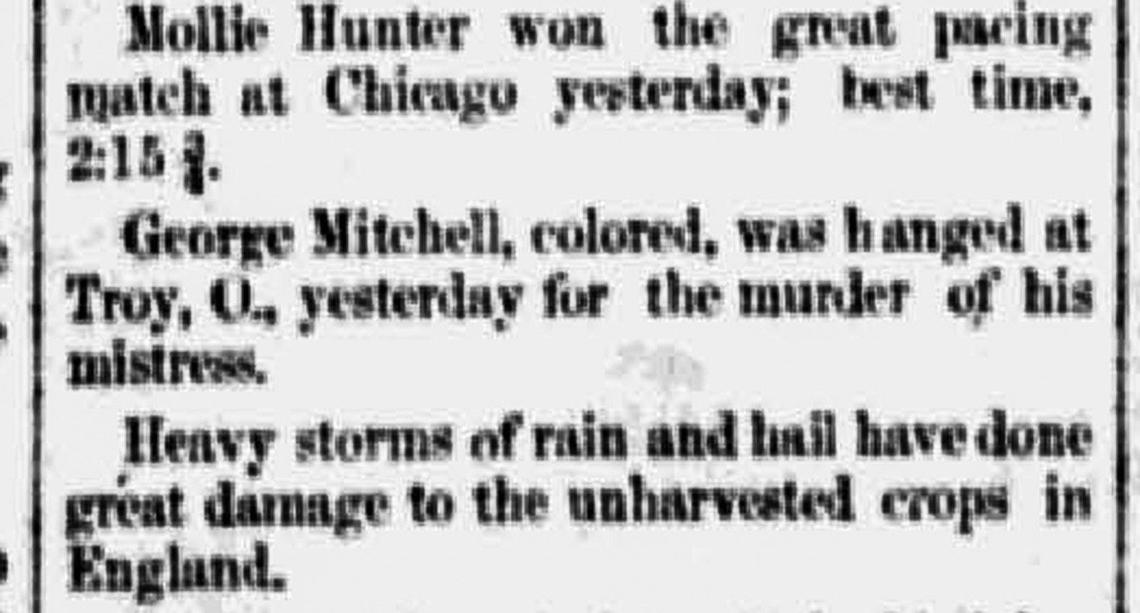 The very first edition of The Star, published on Sept. 18, 1880, contained a news brief about George Mitchell, a Black man in Troy, Ohio, who was hanged for murder. The early editors seemed to take any opportunity they could to publish stories about Black people accused of crimes.