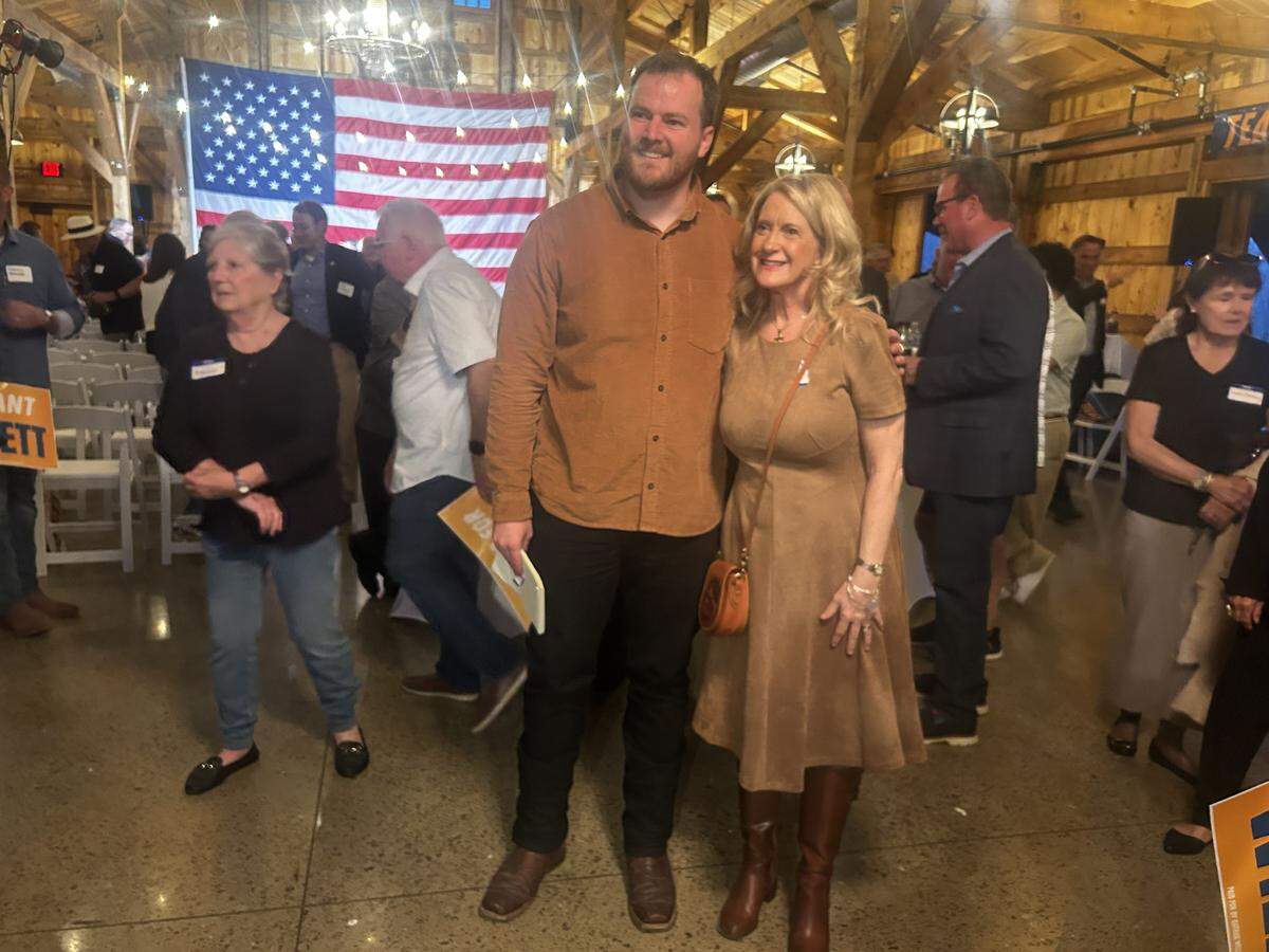 Nathan Willett, who replaced Heather Hall on the KC council, together at his campaign event as he launches a congressional bid.