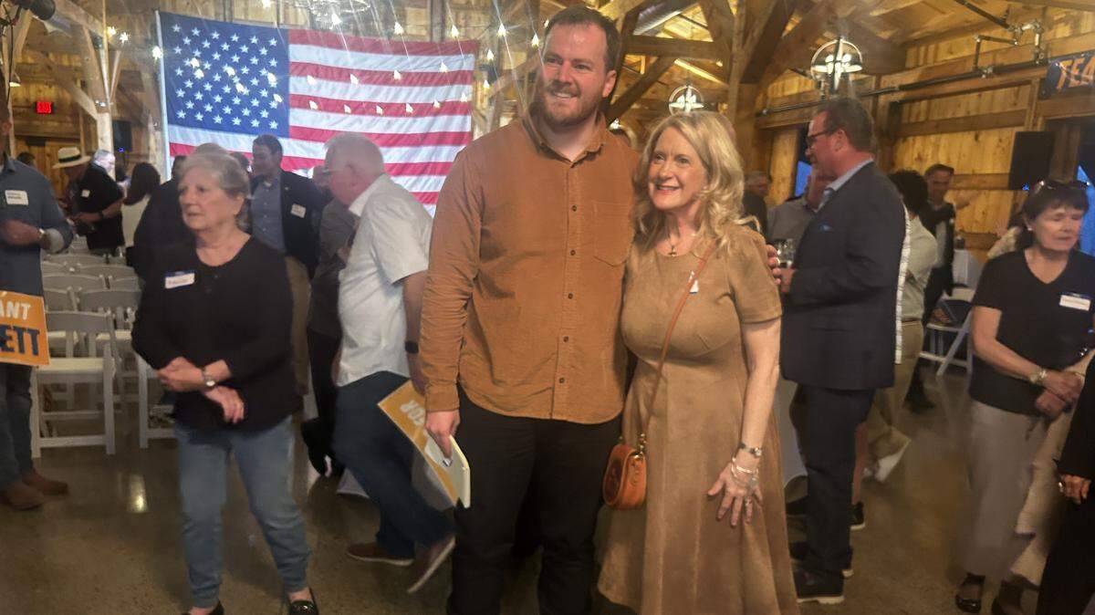 Nathan Willett, who replaced Heather Hall on the KC council, together at his campaign event as he launches a congressional bid.