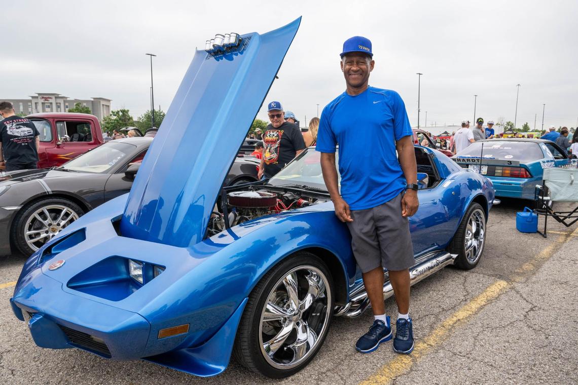 Johnny Smith of Raytown stands next to his ’73 Stingray at the Kansas City stop of the Hot Wheels Legends Tour Saturday in Gardner.