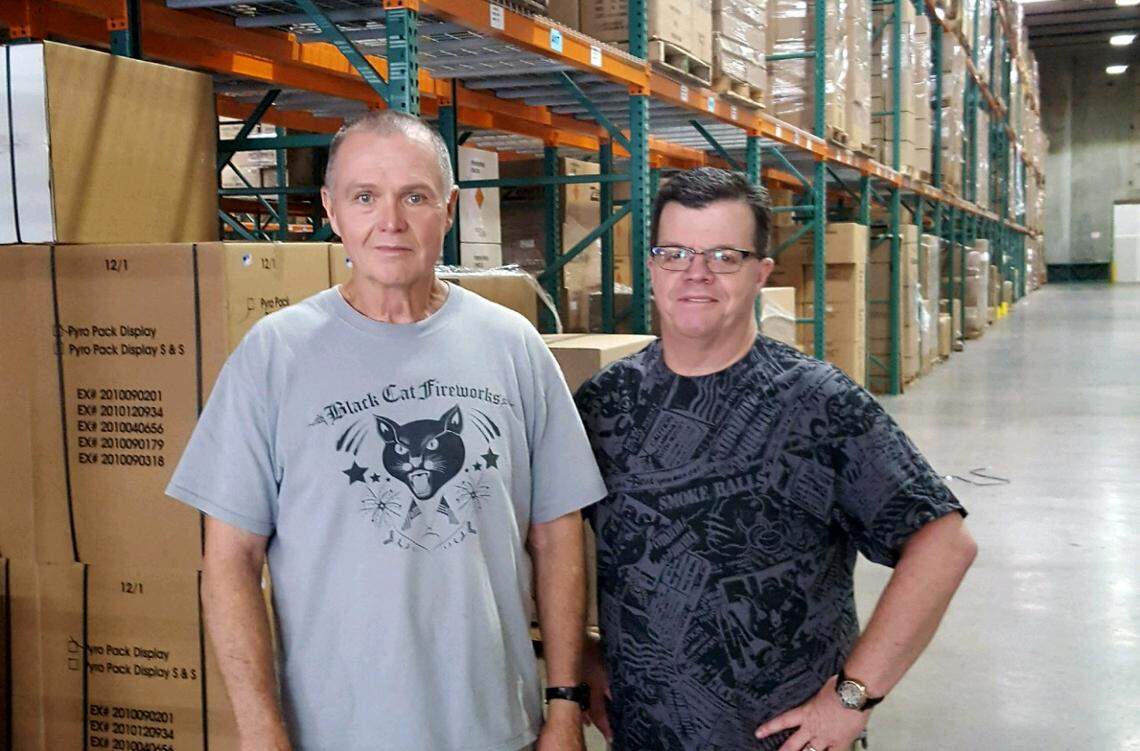 John (left) and Mike (right) Collar at the Winco Fireworks distribution center in Grandview, Missouri. "“Our whole family is still very much involved in this business, and it’s kind of what’s helped us grow," Mike said.