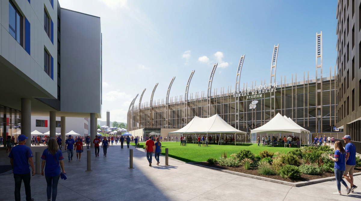 The Kansas Jayhawks athletic department released renderings on Jan. 22, 2026 of Phase 2 of the university’s ongoing refresh of David Booth Kansas Memorial Stadium in Lawrence.