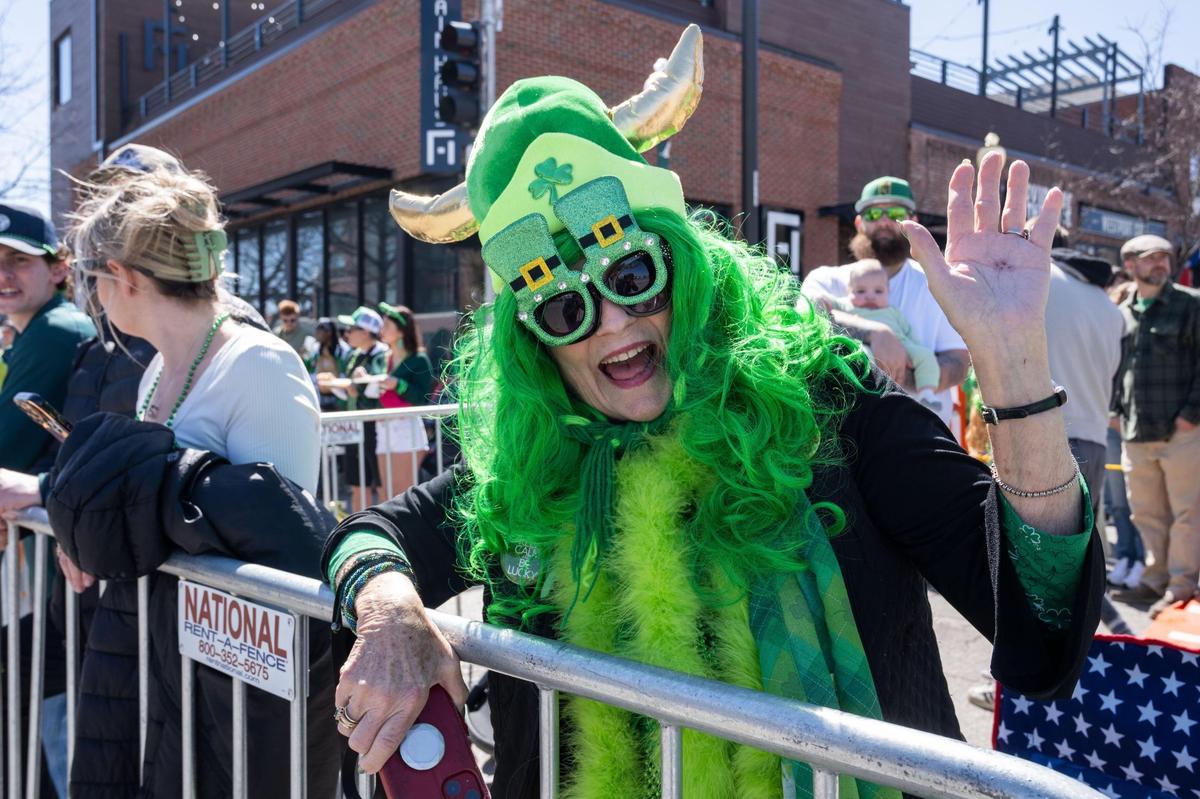 Alice Miller watches the Kansas City St. Patrick’s Day Parade on Monday, March 17, 2025.
