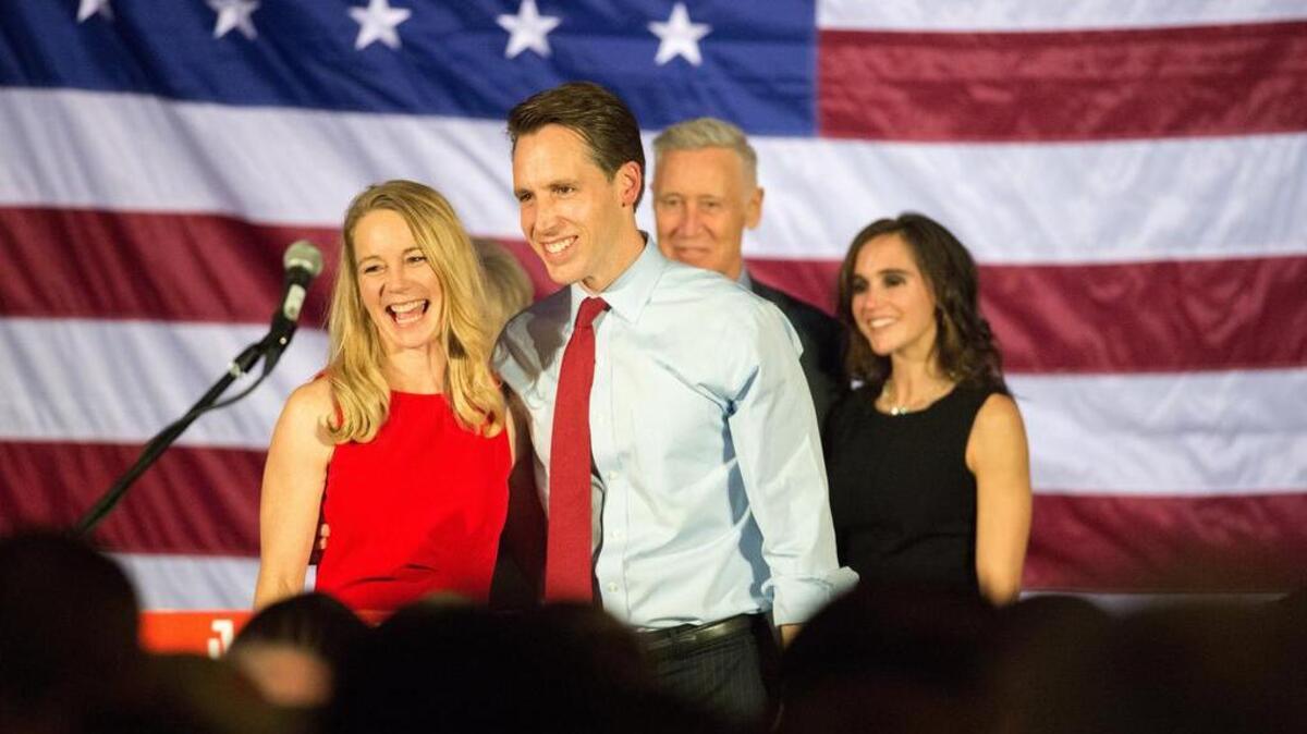 Erin Morrow Hawley (left) with Sen. Josh Hawley. Erin Hawley is on a team of lawyers seeking to overturn the FDA’s approval of a common abortion pill.