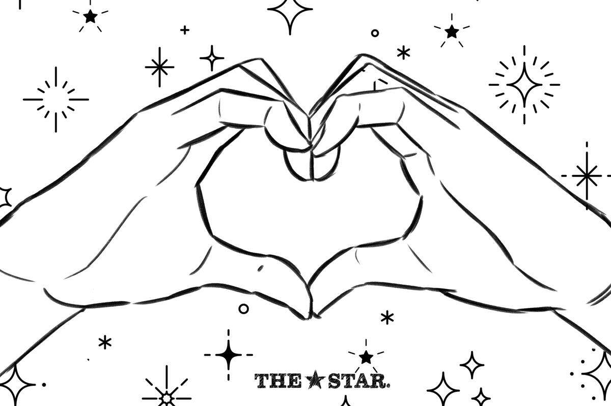 A hand heart illustration valentine.