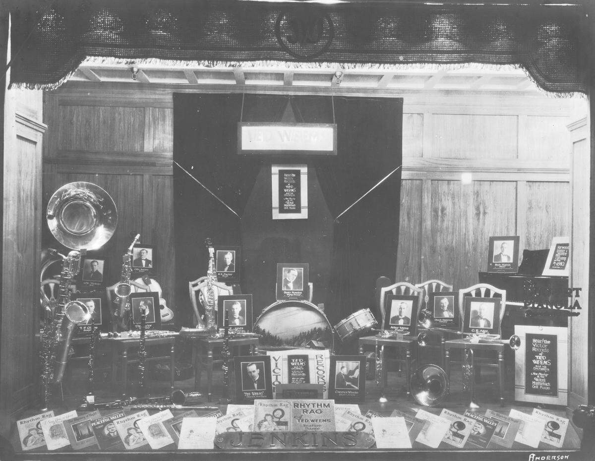 Jenkins Music Company store display, circa 1925