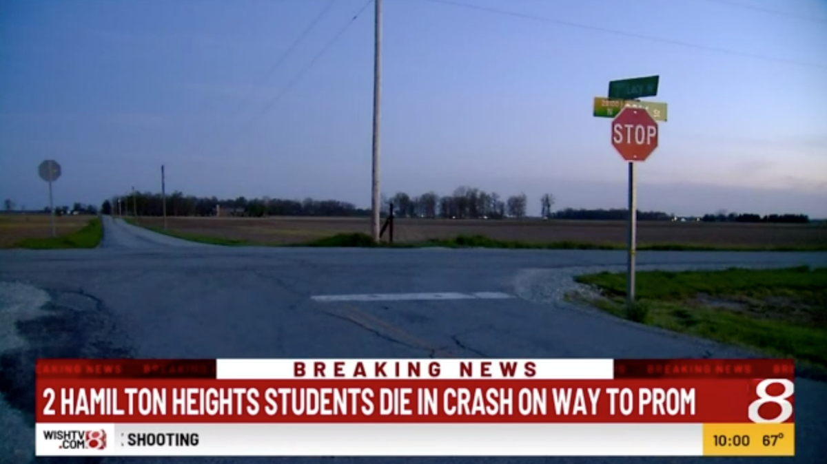 Two high school students were killed in a crash on their way to prom in Indiana, police say.