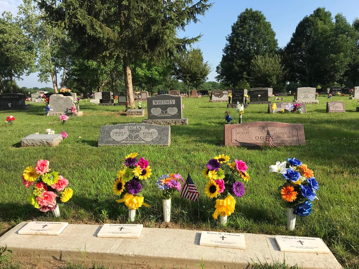 Tia Coleman buried her husband, Glenn, and three children, Arya, Evan and Reece, in Floral Park Cemetery in Indianapolis. Five other Coleman relatives who also died in the 2018 duck boat tragedy are buried in another cemetery.