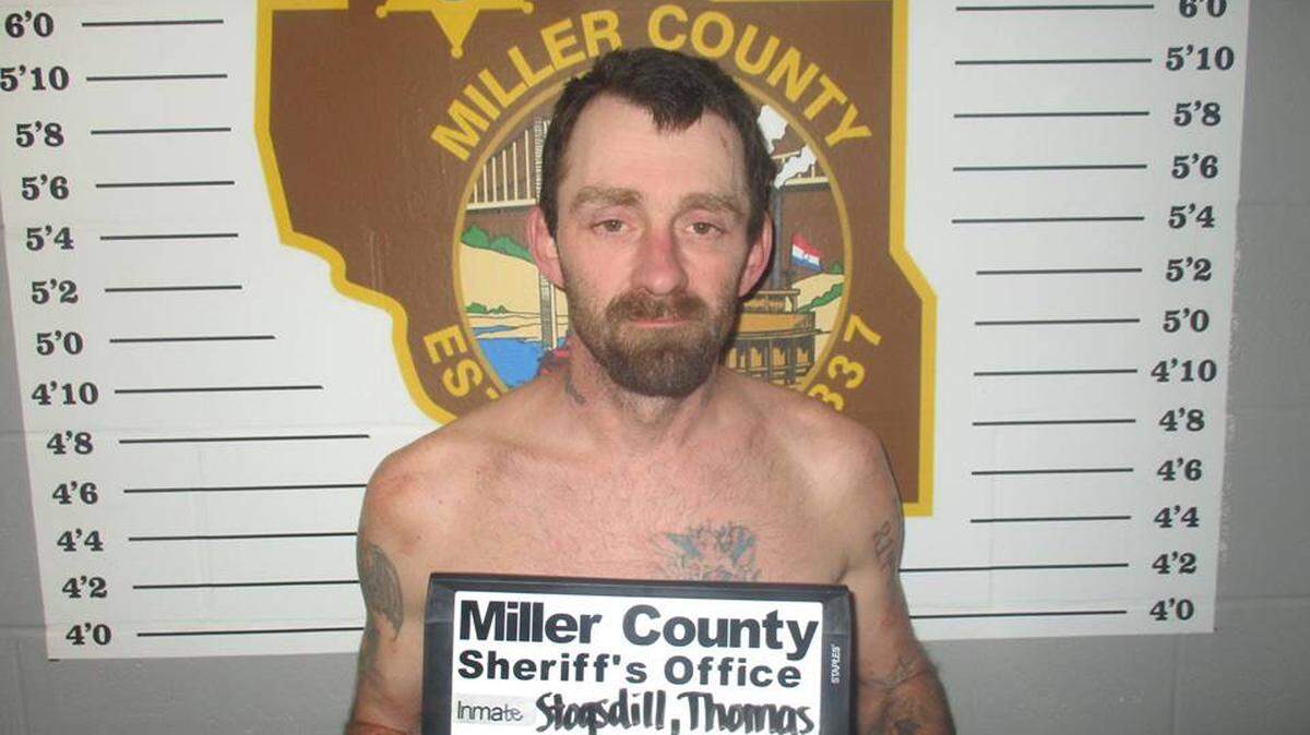Thomas J. Stogsdill Jr. of Eldon, Missouri faces three felony charges after authorities say he shot his girlfriend in an argument over her dog. He accused her of liking the dog more than him, Miller County sheriff’s deputies said. (Miller County Sheriff’s Office)