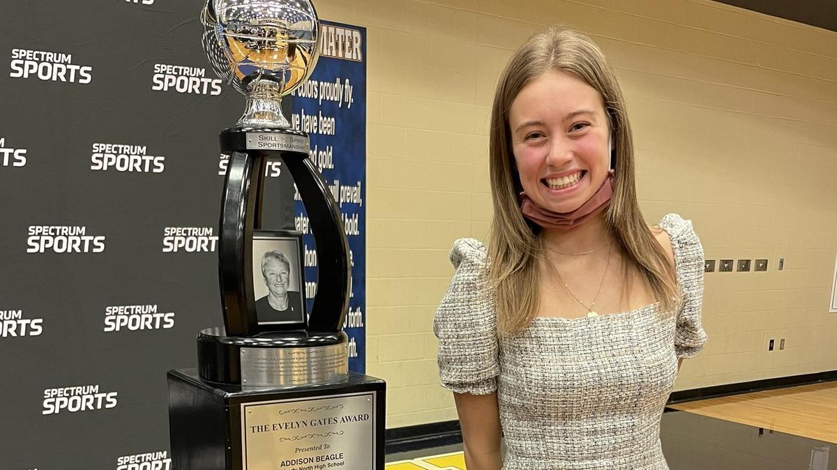Addison Beagle of Liberty North High School is this year’s recipient of the Evelyn Gates Award as the best volleyball player in the Kansas City metro.