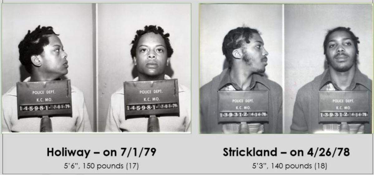 Paul Holiway, then 17, and Kevin Strickland, then 18, can be seen in decades-old booking photographs.