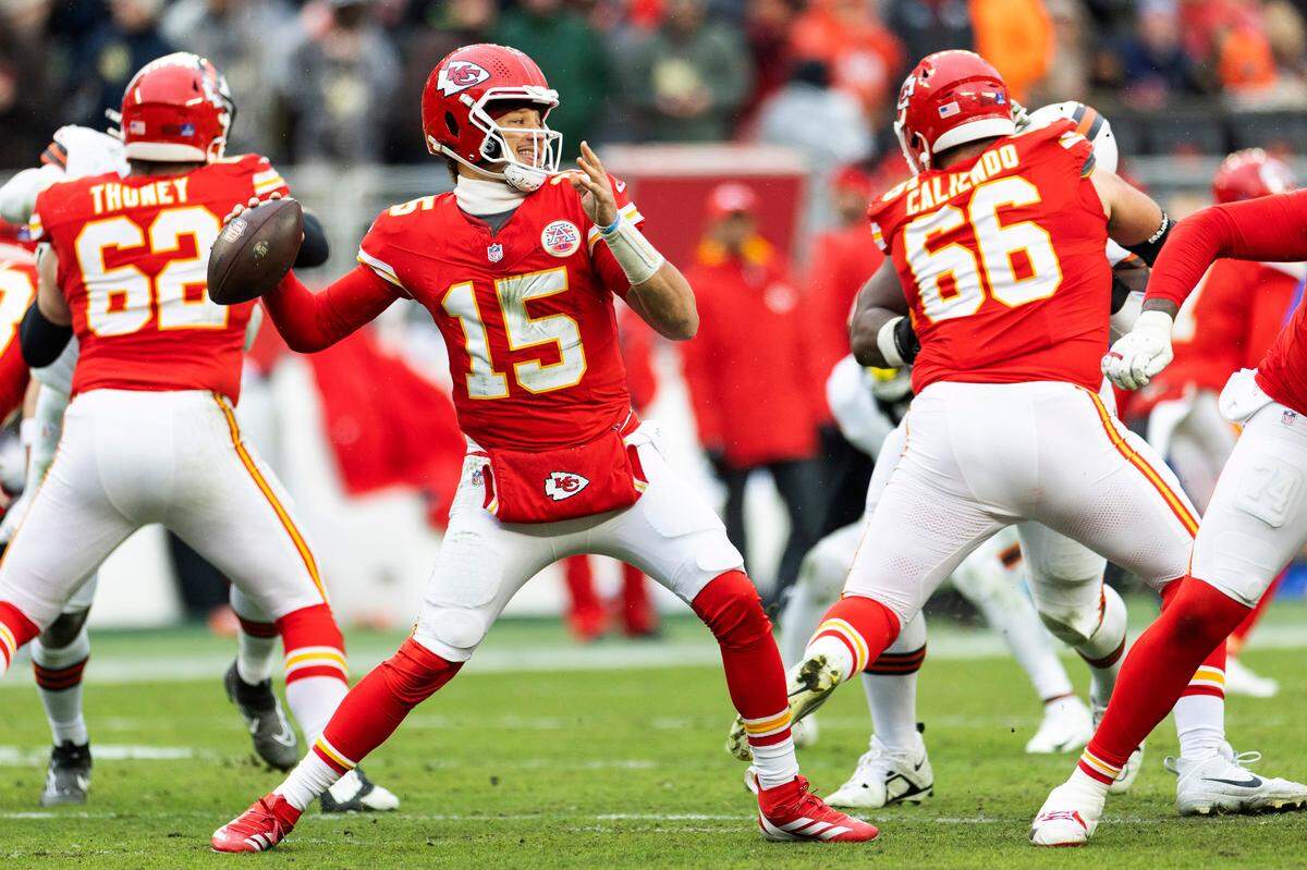 Kansas City Chiefs quarterback Patrick Mahomes prepares to unleash a throw during a Sunday, Dec. 15 NFL Week 15 game against the Cleveland Browns at Huntington Bank Field in Cleveland, Ohio.