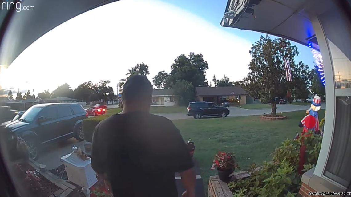 An Oklahoma man says a woman threatened him over his Fourth of July decorations. She was then seen leaving in the black Toyota 4Runner.