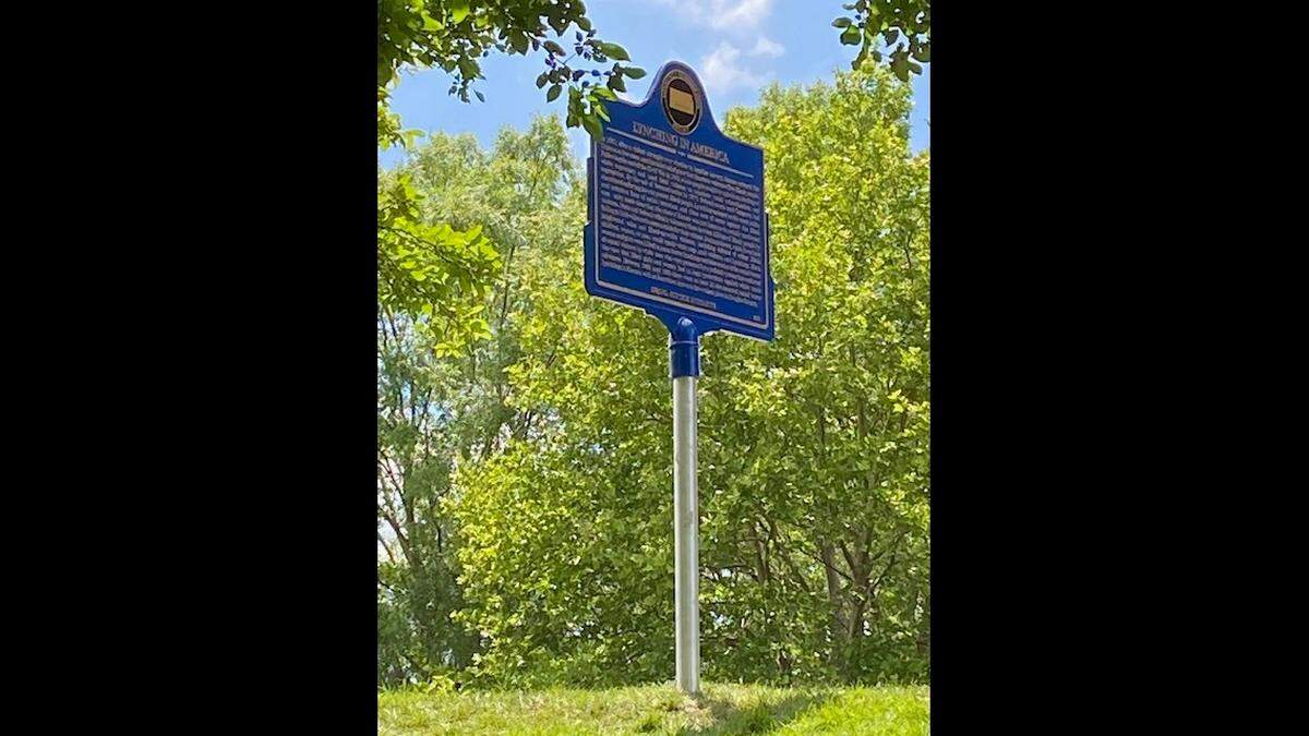 A historical marker in Lawrence memorializes three Black men who were lynched in 1882.