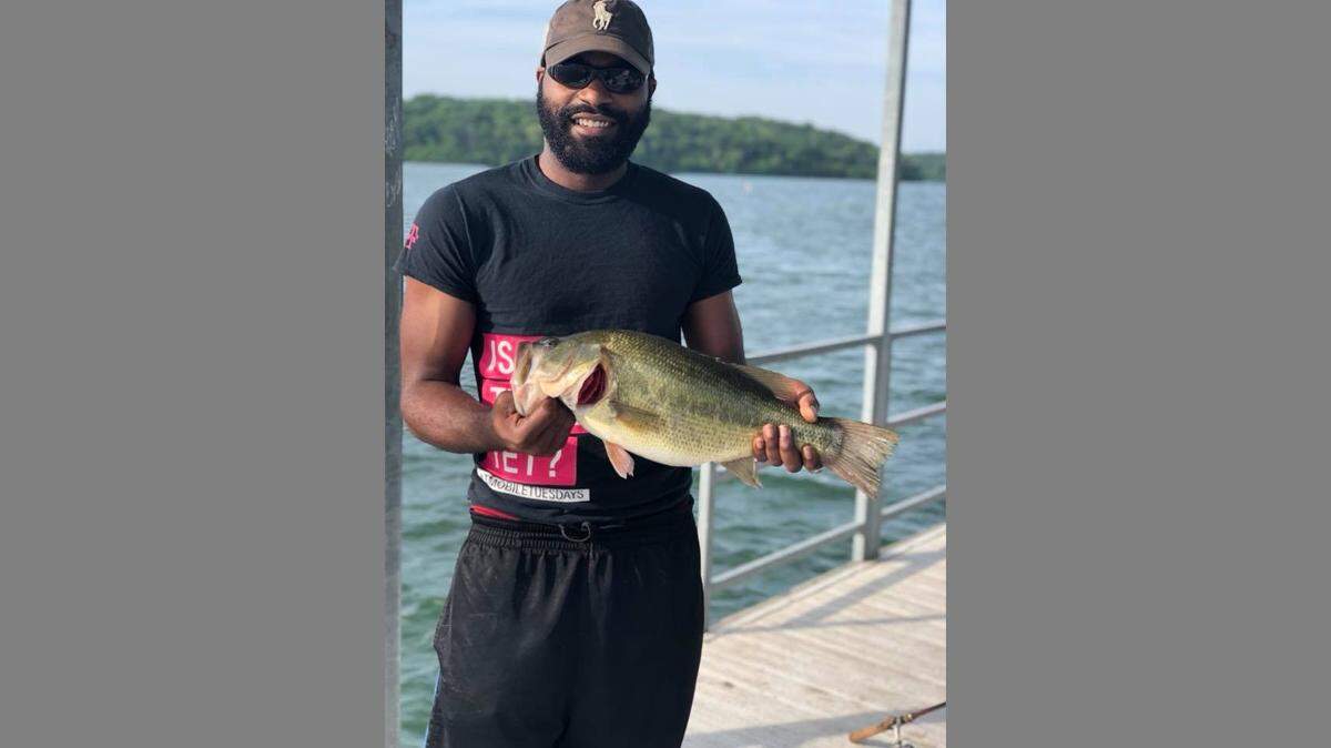 Deontae McDaniel caught a big bass during the early morning hours of June 30 at Lake Jacomo. It measured 21 inches and weighed 5.26 pounds.