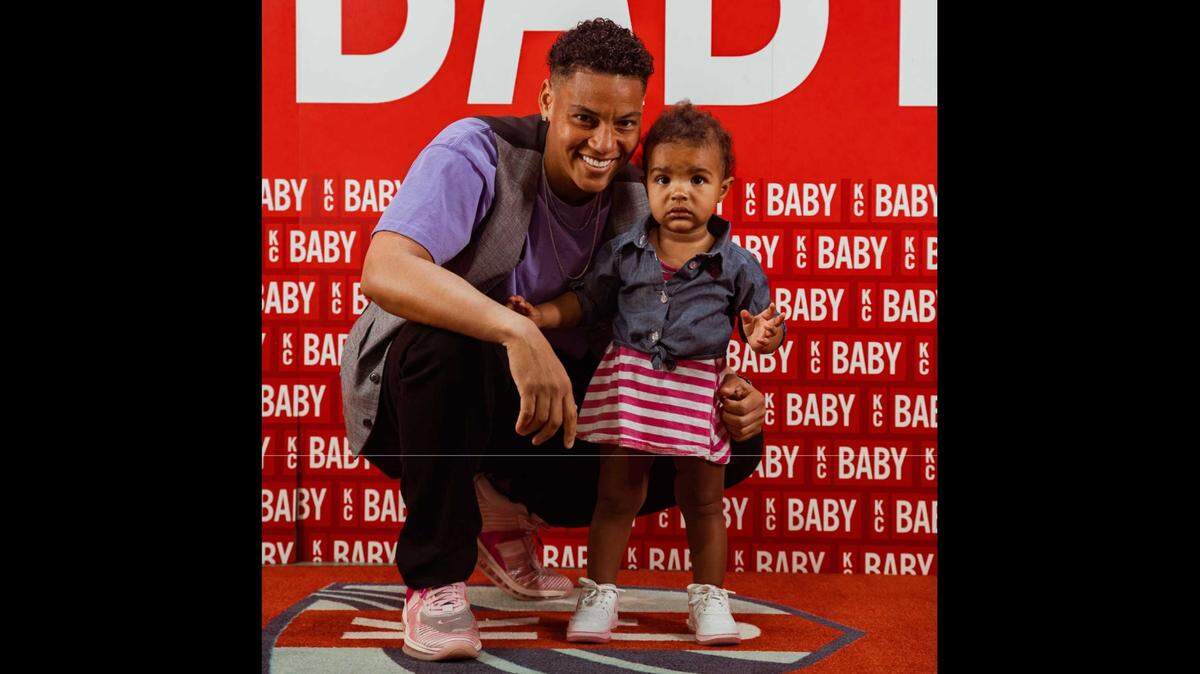 Veteran KC Current goalkeeper AD Franch, who is originally from Salina, Kansas, is captivated by her 16-month-old daughter, Kamari Boscacci-Franch.